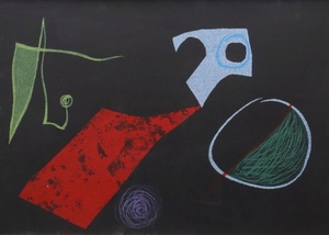 【宙】真作保証 ジョアン・ミロ Joan Miro「ペナルティ」リトグラフ ノーサイン 額装 20世紀を代表するスペイン画家・彫刻家 C8D13.h.E