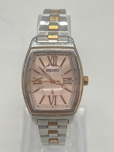 S7420■ SEIKO LUKIA 1B22-0AZ0 セイコー ルキア 腕時計 デイト 電波 ソーラー シルバー ゴールド コンビカラー ピンク系 文字盤 