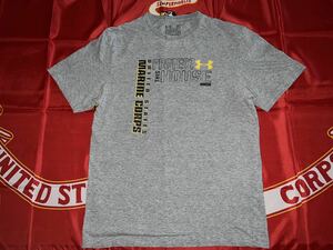 UNDER AMOUR/ US MARINE CORPS PROTECT THIS HOUSE HEAT GEAR コットンTシャツ　MEDIUM グレー