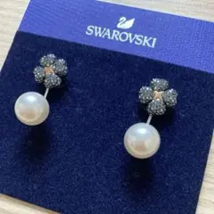 【SWAROVSKI スワロフスキー】ピアス フラワー パール ブラック 花