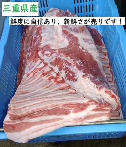 三重県産 豚バラブロック 鮮度に自信あり、新鮮さが売りです！ 本州、四国、九州送料無料！ 焼き豚、ベーコン作りにどうぞ