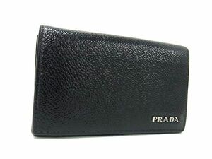 1円 ■美品■ PRADA プラダ レザー カードケース カード入れ 名刺入れ メンズ レディース ブラック系 BL1889