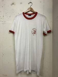 70s SNEAKERS USA製 半袖　リンガーtシャツ　赤白　XL USA製　ビンテージ