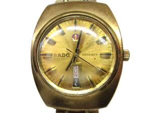 ☆1円スタート☆　RADO ラドー VOYAGER ボイジャー メンズ 腕時計 自動巻き デイデイト 11863 ゴールド ラウンドフェイス シルバー文字盤 