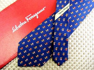 ♪33291C♪良品【鳥 動物 柄】フェラガモ【Ferragamo】ネクタイ