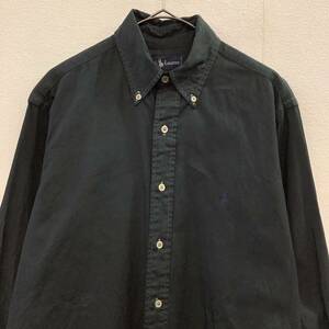 Ralph Lauren ラルフローレン ワンポイント 長袖シャツ ボタンダウンシャツ size S 古着 後染め ブラック 69505