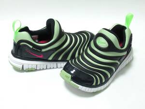 NIKE DYNAMO FREE PS 黒 黄緑 22cm ナイキ ダイナモ フリー キッズ スリッポン 運動靴 オブシディアン ライム 343738-440