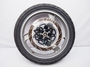 メクレ無し!ZZR250 EX250H-085 外し純正フロントホイール2.15×17JディスクローターZZ-R250タイヤ