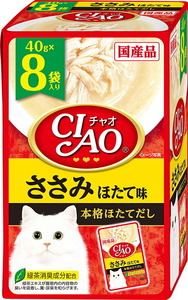 （まとめ買い）いなばペットフード CIAO パウチ ささみ ほたて味 40g×8袋 猫用フード 〔×6〕