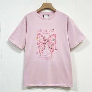 一枚限定ヨーロッパ製※定価2万◆ブルガリア発※RISELIN 半袖Tシャツ 快適 吸汗 可愛い 花柄 蝶 トップス スウェット キレイめ 夏 L/48