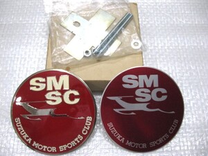 ★希少 SMSC 鈴鹿モータースポーツクラブ SUZUKA MOTOR SPORTS CLUB 新品 限定 バッチ グリルエンブレム&メタルシール 2点 旧車