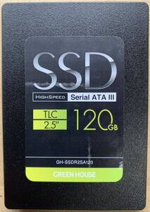 【使用時間376時間】GREEN HOUSE 120GB GH-SSDR2SA120 2.5 SATA SSD 573