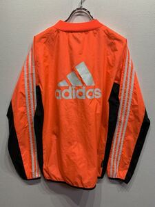 全国送料一律210円　adidas/アディダス 　ピステトップ　橙/オレンジ　メンズM　ビッグロゴ　プリント　　G798洗濯済み