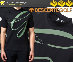 G223●DESCENTE GOLF デサントゴルフ●新品　EXcDRYD－Tec ハイゲージ 鹿の子プリント モックネックシャツ　ブラック/M　定価13200円