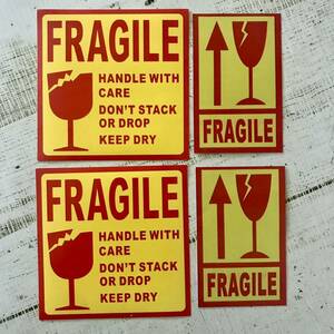 ステッカー4枚 Fragile／UPWARD／KEEP DRY