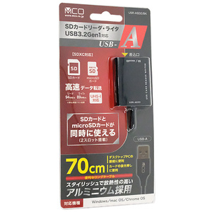 ミヨシ SDカードリーダ・ライタ USB3.2Gen1対応 USB-A 70cm USR-ASD2/BK [管理:1000026268]