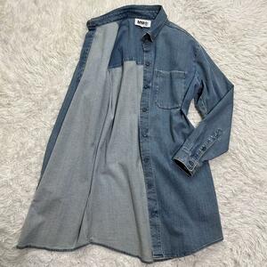 美品 MM6 maison margiela メゾンマルジェラ デニムコート デニムジャケット 46サイズ gジャン デニムシャツワンピース ロング