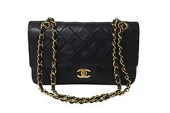 CHANEL シャネル マトラッセ23 Wフラップ チェーン ショルダーバッグ ラムスキン 2番台 ブラック ゴールド金具 美品 中古 4c070973