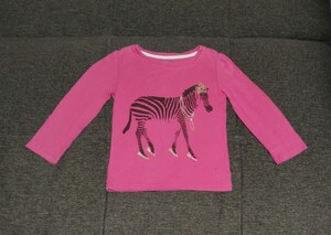 baby Gap 長袖 Tシャツ シマウマ 金ラメ 濃ピンク 100 