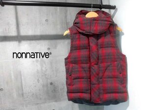 nonnative ノンネイティブ DOWN VEST チェック 取り外しフード付き ウール ダウンベスト 1/赤 グレー/ジャケット/メンズ/NN-V2005/日本製