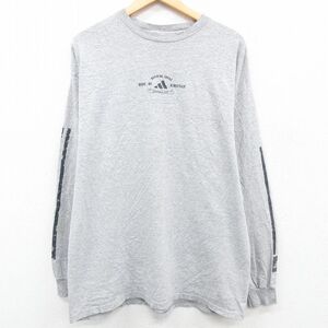 XL/古着 アディダス adidas 長袖 ビンテージ Tシャツ メンズ 00s クルーネック グレー 霜降り他 23jan23 中古