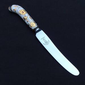 テーブルナイフ カトラリー ROYAL CROWN DERBY MADE IN ENGLAND 刃長約95㎜ 全長約180㎜ 陶器の柄 花柄 　【4605】