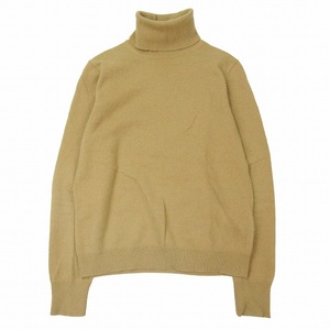 美品 17AW ユニクロ UNIQLO カシミヤ100％ ニット タートルネック 長袖 セーター プルオーバー カットソー トップス S キャメル