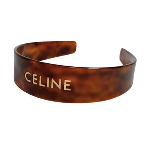 CELINE セリーヌ ヘア アクセサリー ヘッドバンド アセテート スチール カチューシャ レディース 女性用 婦人用 ロゴ ゴールドお洒落