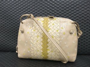 ◆BOTTEGA VENETA ボッテガ ヴェネタ◆ノディーニ◆カーフ レザー 本革◆ショルダー バッグ◆ベージュ SV金具◆イントレチャート◆A7152