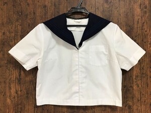 ss_5982y ★定形外 配送★ 東北方面 ネイビーライン セーラーカラー脱着式 夏服 半袖 指定セーラー服 サイズ L程度　女子制服