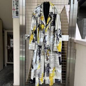 Yohji Yamamoto POUR HOMME ヨウジヤマモトプールオム 22SS 朝倉優香 NEWSPAPER FRONT LAYERD LONG COAT コート HG-J42-032 【代官山10】