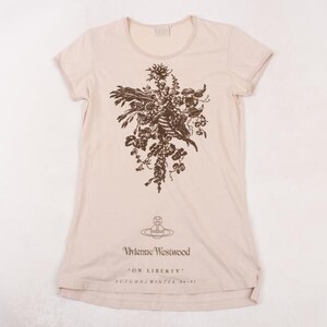 ヴィヴィアンウエストウッドVivienne Westwood コットンオーブフラワープリントTシャツ ライトピンクM