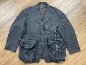 初期 丸文字 筆記体 Yohji Yamamoto POUR HOMME ヨウジヤマモト プールオム テーラードジャケット ポケット ドッキング サイズM