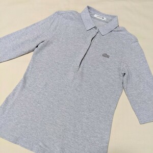 ☆AC39 LACOSTE ラコステ レディース 36 S 半袖 五分袖 ポロシャツ カットソー グレー ワニ カジュアル