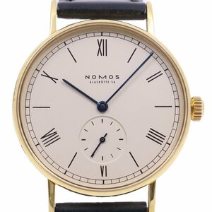 NOMOS ノモス ラドウィッグ 18KTイエローゴールド無垢 35mmケース 手巻き メンズ 腕時計 スモールセコンド 純正革ベルト【いおき質店】