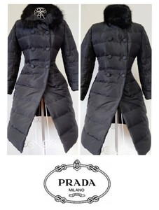 ☆【即決送料無料】PRADAプラダブルーフォックスファーダウンコートブラック40S☆