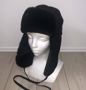 美品 KANGOL Wool Ushanka K0102FA M カンゴール ウール ウシャンカ ファー パイロットキャップ 黒 ブラック トラッパーキャップ ロシア帽