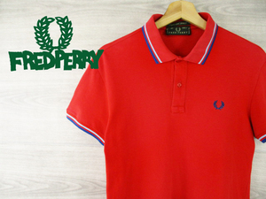 FREDPERRY●フレッドペリー イタリア製＜コットン ロゴ刺繍 ポロシャツ＞●H3041c