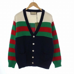 未使用品 グッチ GUCCI 23AW COTTON WOOL STRIPED CARDIGAN ニット 長袖 Vネック XS マルチカラー 740641 /KH ■SH メンズ