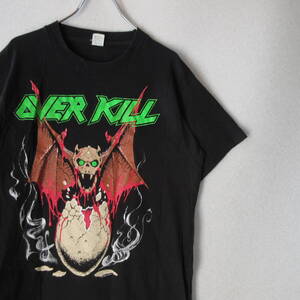 ○90s ヴィンテージ OVER KILL オーバーキル◆1990年 TOUR TEE Tシャツ カットソー 半袖 バンTEE 当時物◆メンズ ブラック Mサイズ