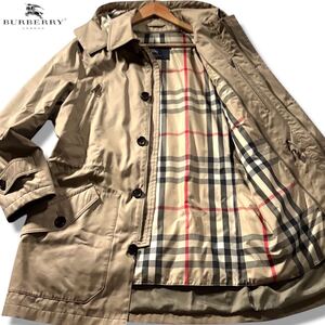 極美品/XLサイズ相当●バーバリーロンドン ダウンライナー付き フード コート ジャケット ステンカラー BURBERRY LONDON ノバチェック L