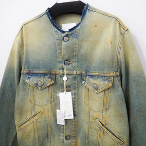 新品 定価16万 メゾンマルジェラ カラーレス デニムジャケット アイスブルー 50 メンズ L XL Maison Margiela 22ss ノーカラー ジージャン