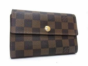 1円 LOUIS VUITTON ルイヴィトン N63067 ダミエ ポルトフォイユ アレクサンドラ 三つ折り 財布 ウォレット ブラウン系 FD1161