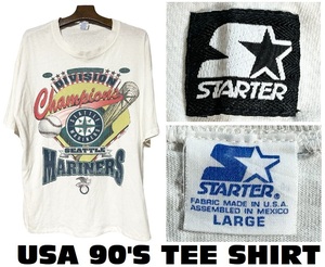 希少USA90’SビンテージSTARTERスターター★95年シアトルマリナーズ★ディビジョン優勝Tシャツ★イチロー・グリフィーJR★L