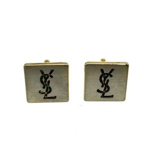 Yves Saint Laurent イヴサンローラン カフス YSL カサンドラロゴ ブラック×ゴールド シック エレガント スーツアクセサリー