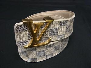 1円 LOUIS VUITTON ルイヴィトン M9609 ダミエアズール サンチュール LV イニシアル ベルト 表記サイズ 42/105 アイボリー系 FD1386