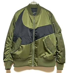 【美品】NIKE NSW SYNFL SWOOSH BOMBER（L）オリーブ ナイキ ビッグ スウッシュ ボンバー ジャケット リバーシブル MA-1