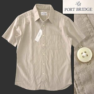 新品 ポートブリッジ リネン コットン 半袖 レギュラーカラー シャツ XL ベージュ 【BOP503_710】 PORT BRIDGE 春夏 メンズ 綿麻 サマー