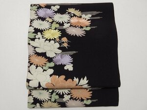 ドークブア■アンティーク　両面袋帯　手刺繍　牡丹菊　極上の逸品　B50