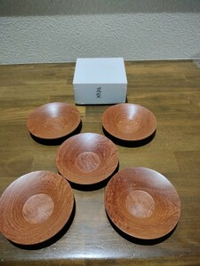 きよし作★花梨★　ハンドメイド茶托　 木製 五客 煎茶道具　無垢　天然木　自然　9.5